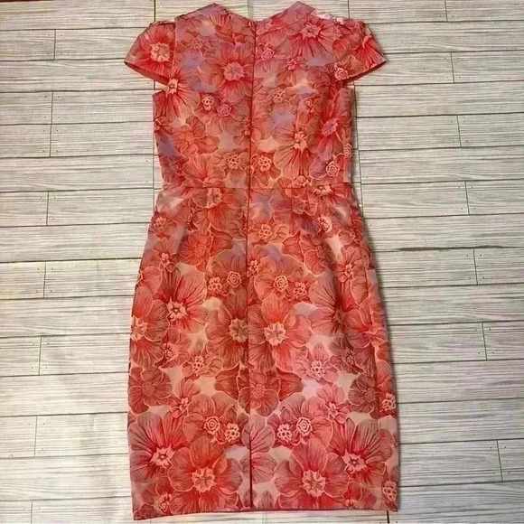 Carmen Marc Valvo Floral Jacquard Sheath Dress - Picture 4 of 8